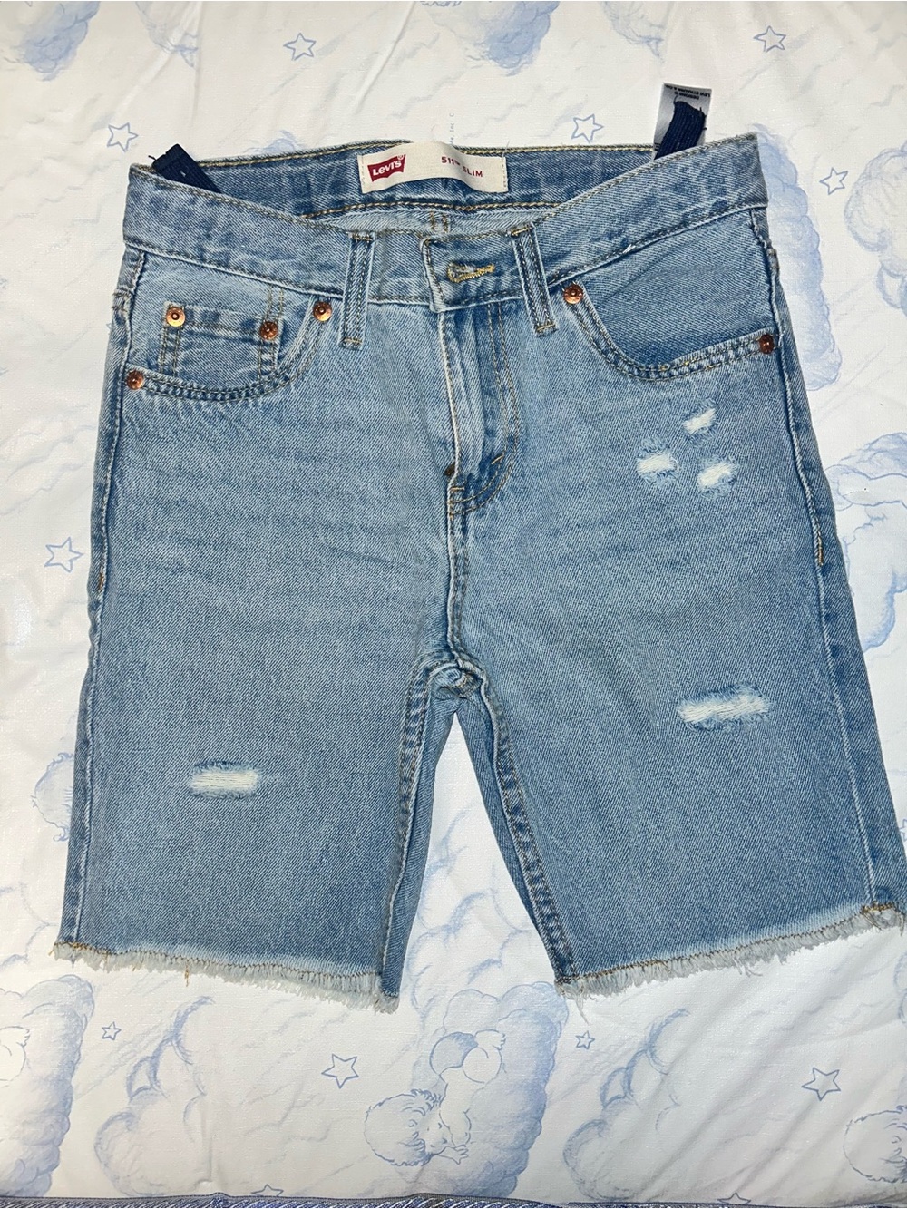 Levi's Light Blue Distressed Cutoff Jean Shorts